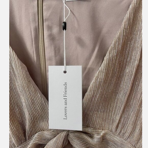 Revolve Lovers & Friends NWT Josephine Rose Gold Metallic Cut Out Mini Dress L - Picture 3 of 11